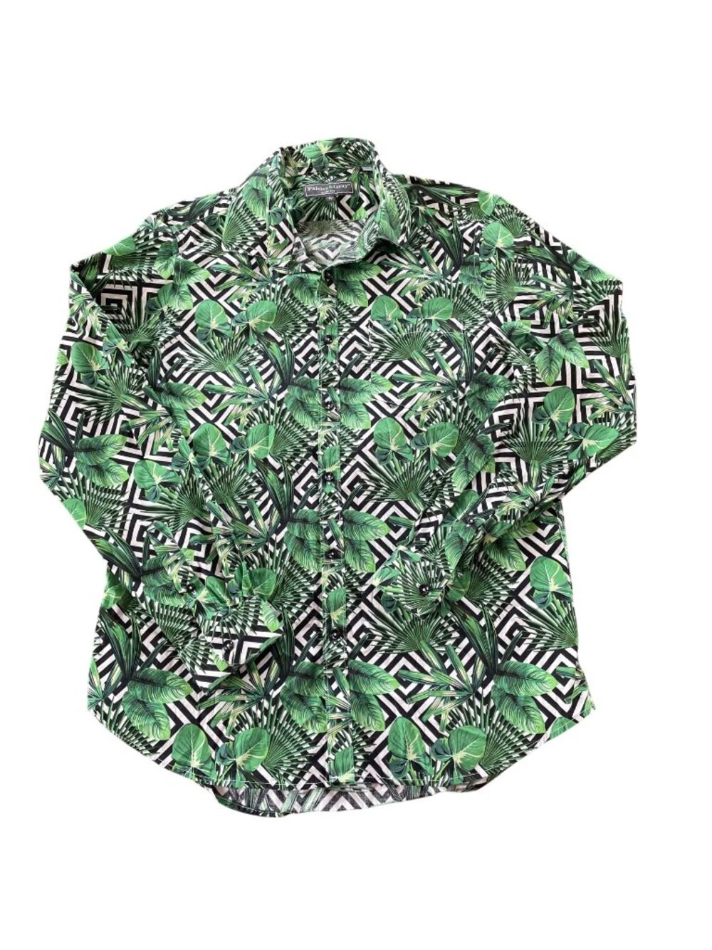 Paisley & Gray Slim Fit Button Down Shirt Sz LG (17) Tropical Resort Hawaiian
